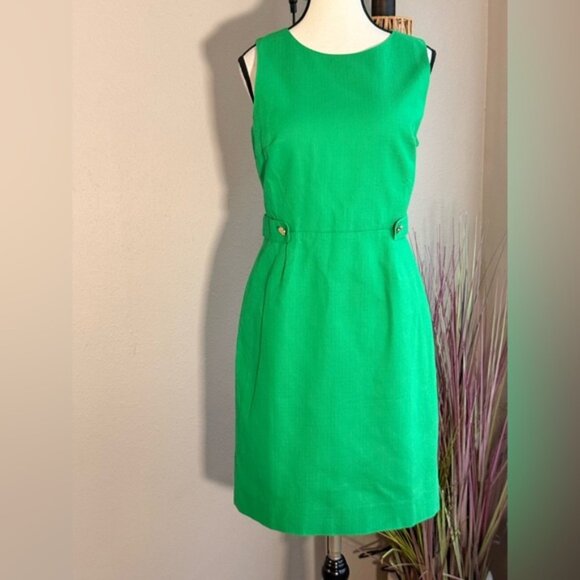 J. Crew Dress Green Textured Sleeveless Lined Midi Size 10 - Picture 1 of 7